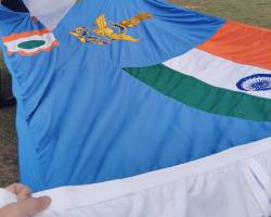 Flag IAF Helicopter Feet Indian Air Force Aerial Display Flag