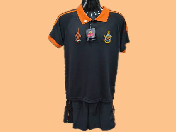 Black T Shirt Indian Air Force Polo Collar with Embroidered Logo