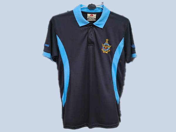 Black T Shirt with Blue Collar Indian Air Force Sports Polo Shirt