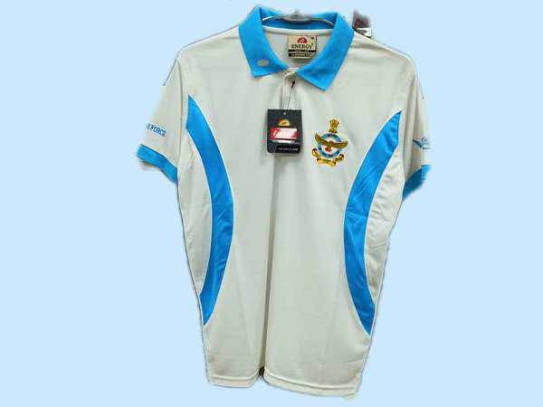 White T Shirt With Sky Blue Collar Indian Air Force Polo Shirt