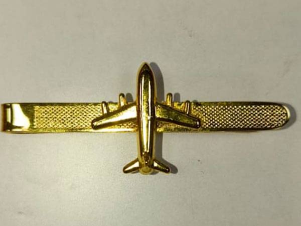 Gold Aircraft Tie Clip Aviation Airplane Tie Bar Textured Tie Clip for PilotsAviation Professionals