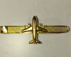 Gold Aircraft Tie Clip Aviation Airplane Tie Bar Textured Tie Clip for PilotsAviation Professionals