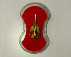 Red Enamel Fighter Jet Pin with Gold Aircraft Unique Curved Military Aviation Lapel Pin for Air ForceMilitary Collectors