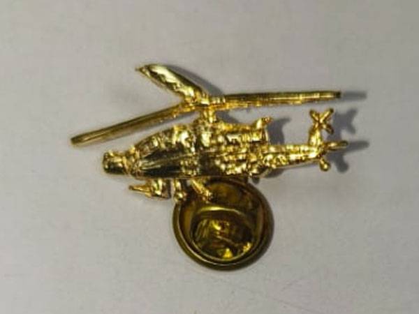 Gold Plated Attack Helicopter Lapel Pin – Military Aviation Souvenir Badge