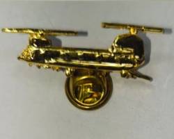 Gold Plated Chinook Helicopter Lapel Pin – Military Aviation Souvenir Badge