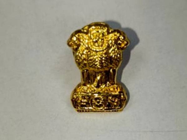 Gold Plated Ashoka Lion Capital Lapel Pin – State Emblem of India Souvenir Badge